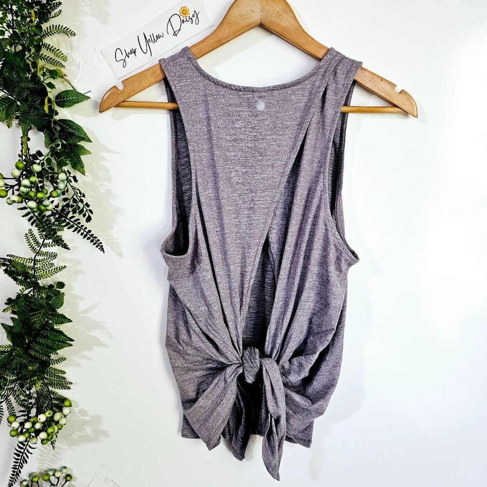 Yogalicious Gray Sleeveless Tie-Back Tank Top L Womens Casual Yoga Wear ~TT81.5